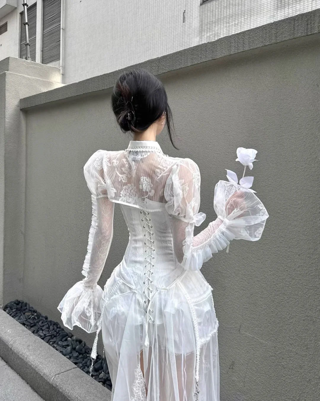 Ảnh 10 của Set White Alice Corset Trắng Gothic Lolita