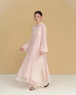 Ảnh 4 của Áo dài nữ hồng pastel Hạ Vy Dob