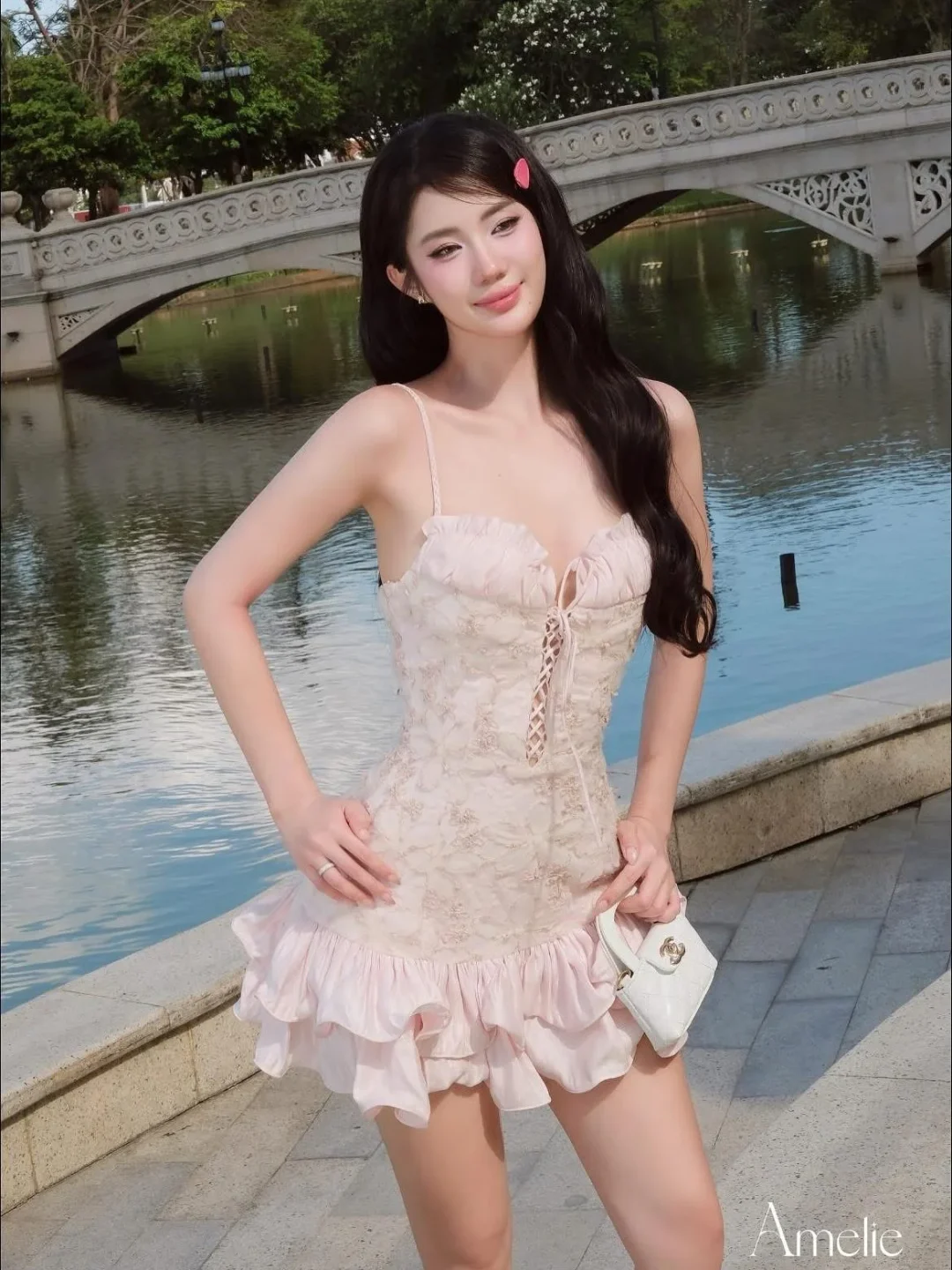 Ảnh 8 của Váy Daisy ren hồng pastel Amelie size S