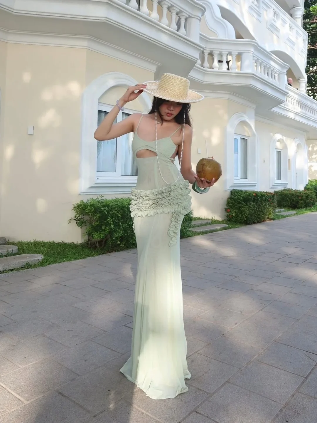 Ảnh 4 của Váy maxi cut-out mint Zena Doublebizz