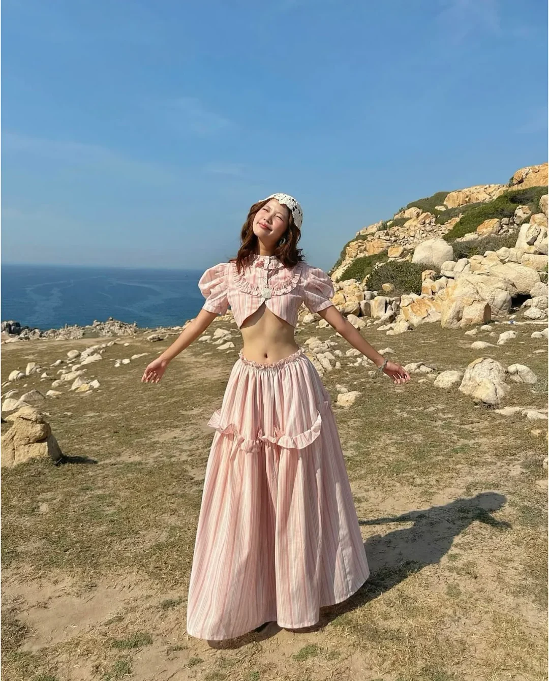 Photo 2 of Set Lullaby SH0003 Crop Top Váy Sọc Hồng Nữ