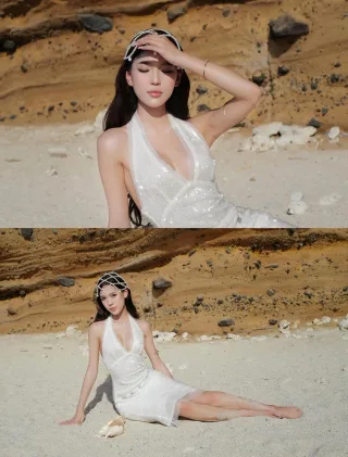 Ảnh 3 của Váy sequin Serena trắng lấp lánh Miaritta