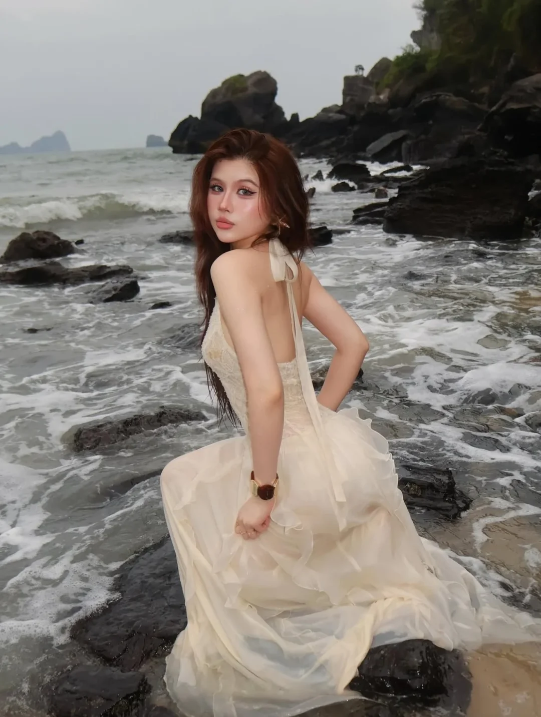 Ảnh 8 của Váy ren maxi kem Amelie Cersi DK0008
