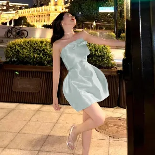 Photo 3 of Váy mini xanh pastel nơ nhỏ Lane JT