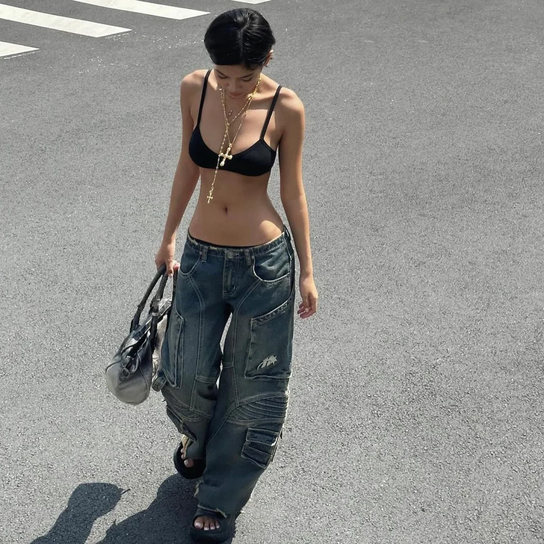 Photo 6 of Quần jeans cargo unisex Hades xanh nhạt
