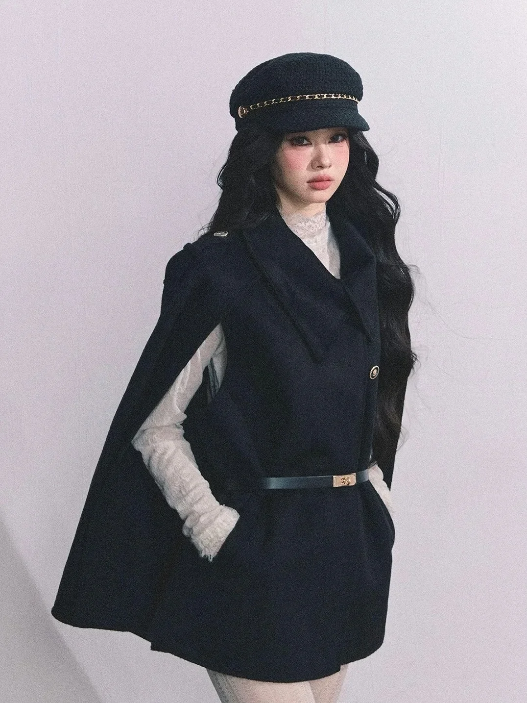 Ảnh 8 của Áo choàng cape đen Parisian New Elite