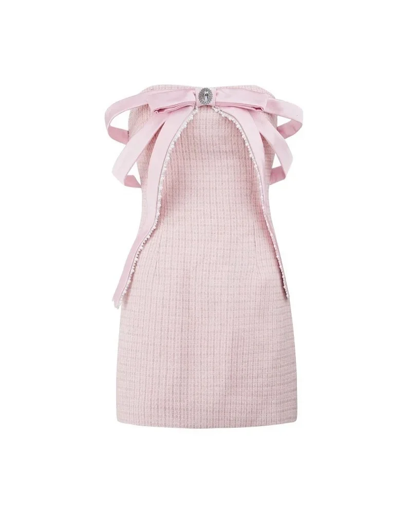 Photo 5 of Váy tweed hồng đính nơ nữ sang trọng