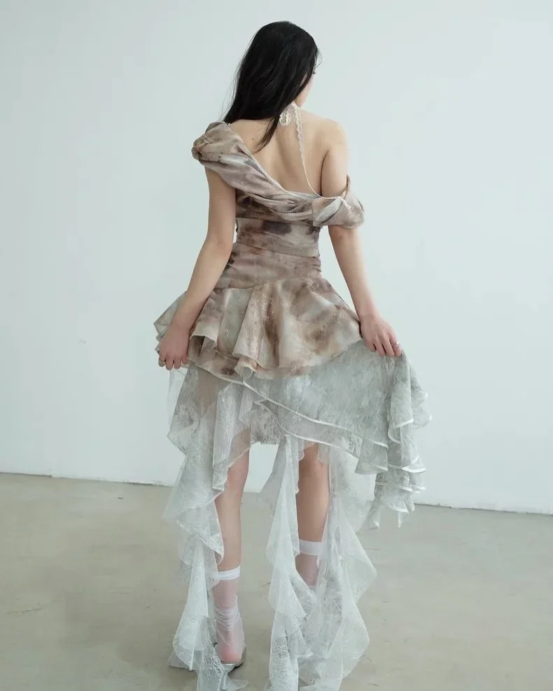 Photo 5 of Set áo vai chéo xếp ly và váy ren JNYLON