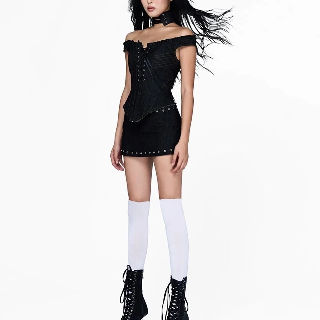 Ảnh 2 của Set váy corset denim kèm choker Lsoul
