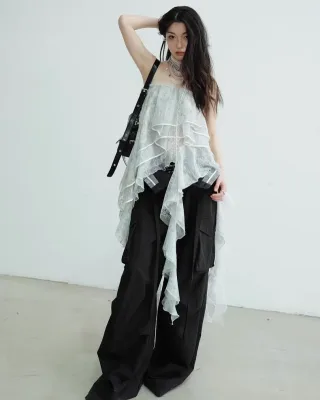 Photo 2 of Váy ren trắng bèo nhún DT0032 nữ