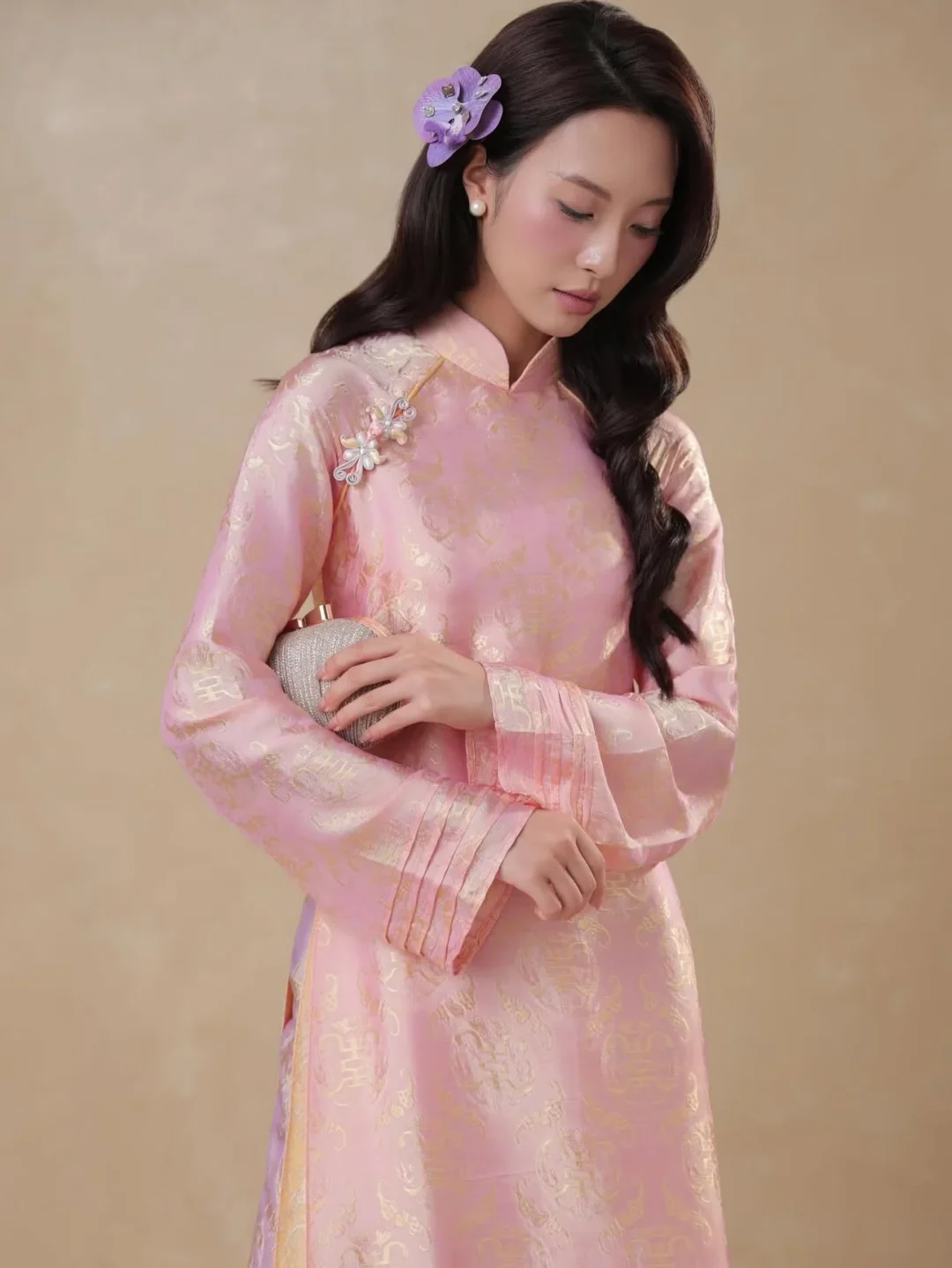 Photo 4 of Áo dài lụa hồng pastel Mộng Uyển