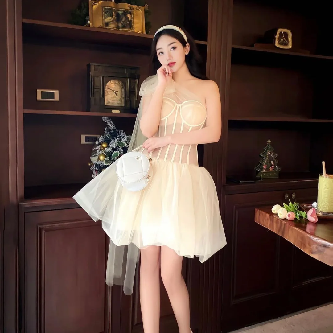 Ảnh 6 của Váy tiệc tulle ngắn kem Eser de Léna