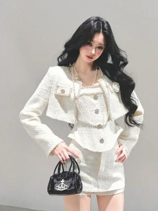 Photo 1 of Set tweed nữ trắng 3 món sang trọng