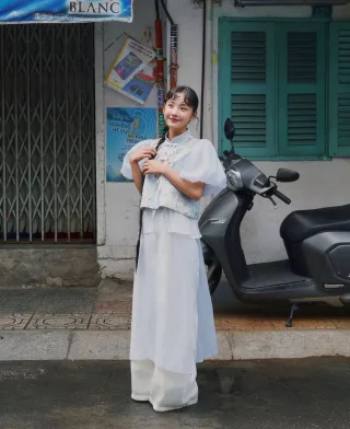 Photo 3 of Áo dài nữ REMMUS Cát An hồng pastel
