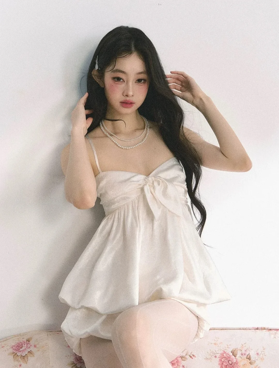 Photo 6 of Set áo dây bồng bềnh trắng Shaoyeyan nữ
