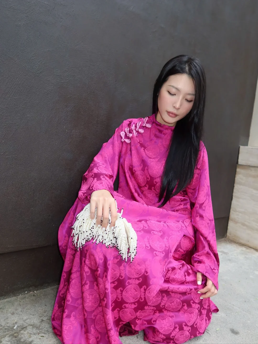 Photo 1 of Áo dài Mãn Anh Đường hồng freesize nữ