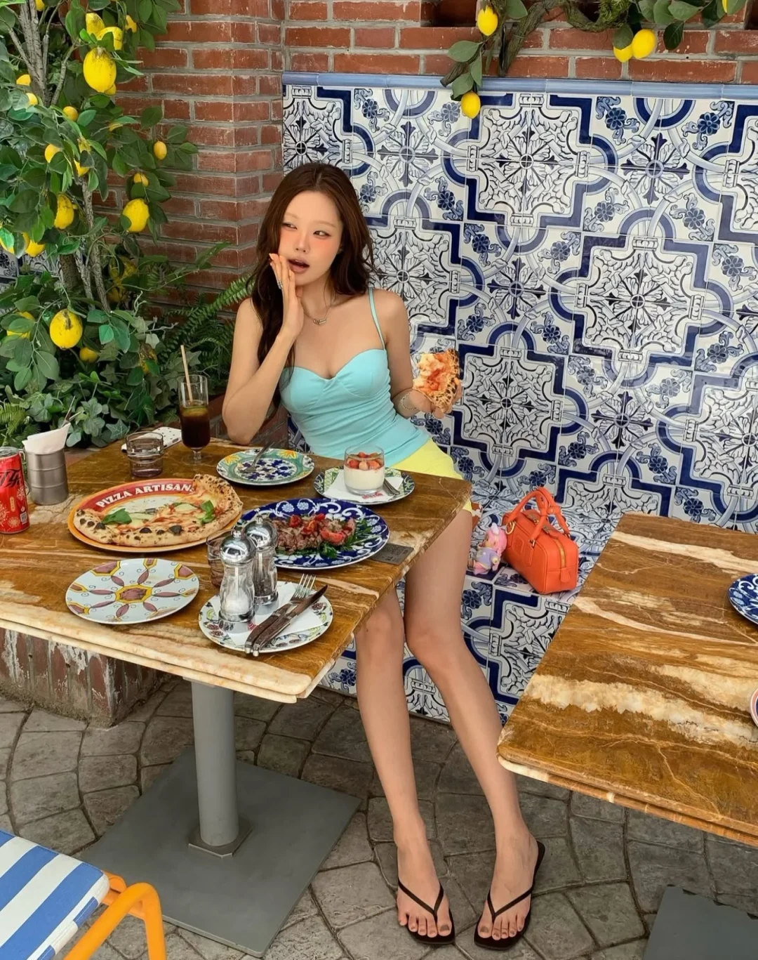 Photo 7 of Áo Hai Dây Xanh Ngọc Kèm Chân Váy Kem Audwyn