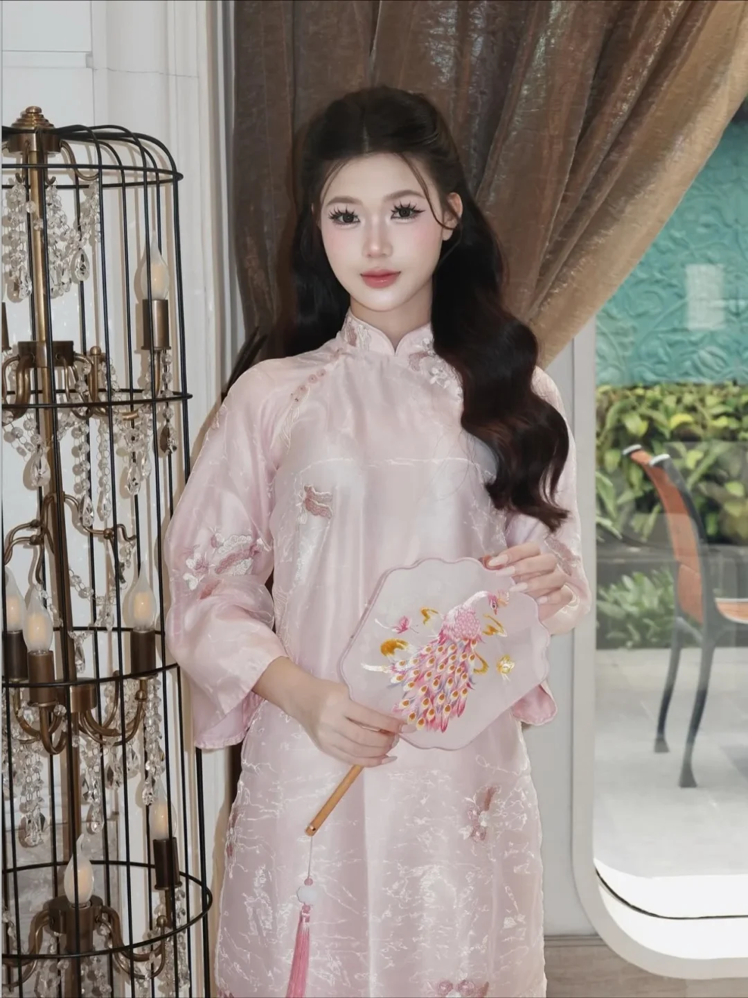 Ảnh 5 của Áo dài tơ thêu hồng nhạt Ngọc Vân Rozzy