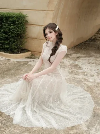 Ảnh 2 của Váy dài ren vintage Velia DK0024
