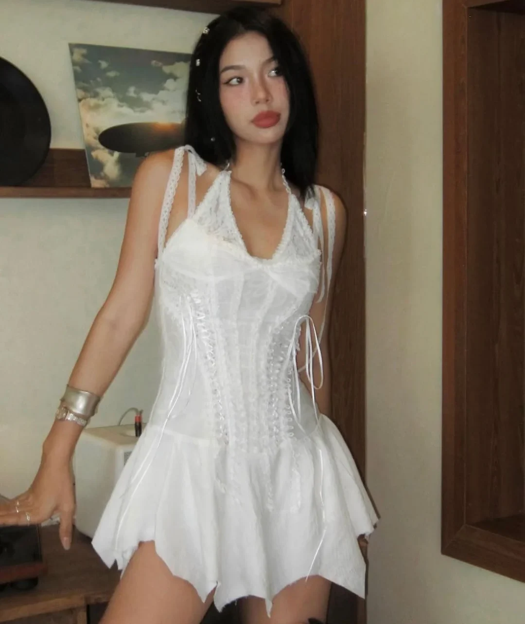Ảnh 5 của Váy ngắn ren trắng corset TRISSY
