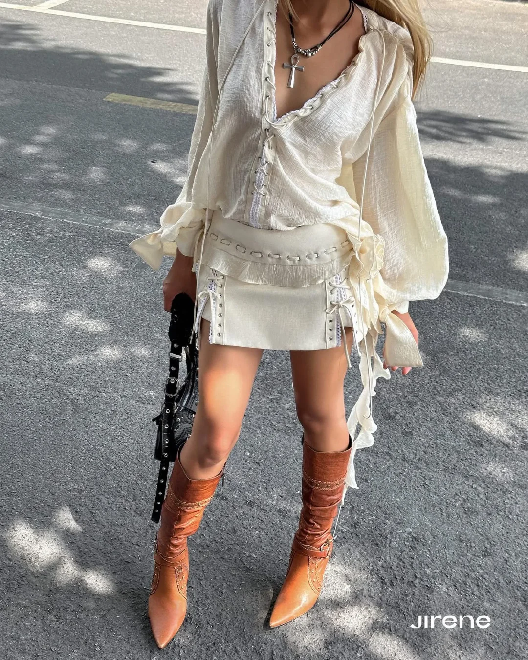 Photo 9 of Set boho Jirene Fei SK0002 trắng kem