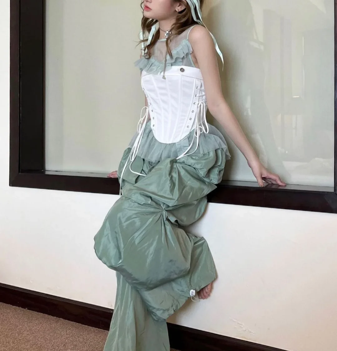 Ảnh 2 của Corset Chloe trắng phối xanh mint nữ