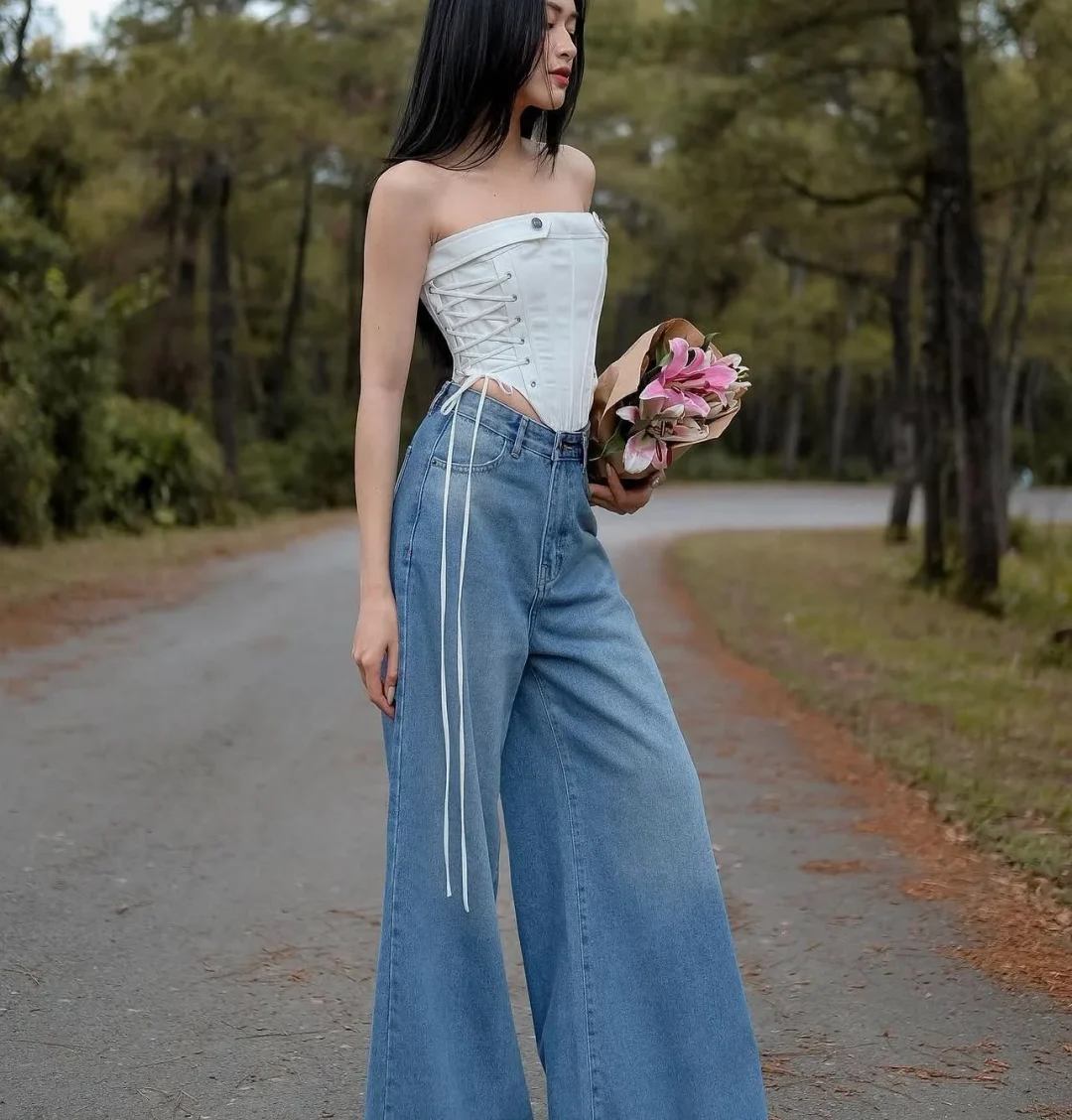 Ảnh 6 của Corset Chloe trắng phối xanh mint nữ