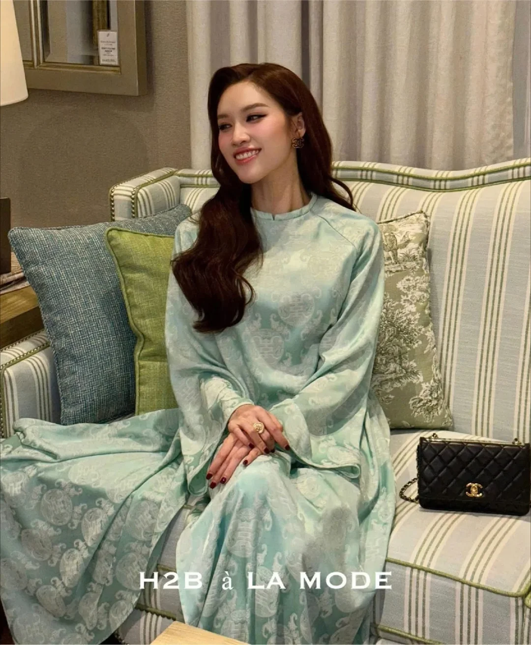 Photo 5 of Áo dài Mãn Anh Đường xanh mint freesize
