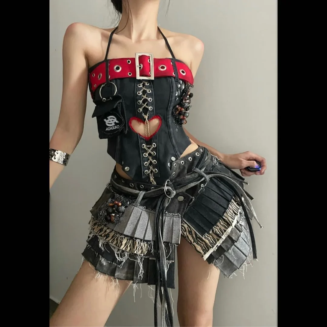 Photo 2 of Set váy jean corset punk custom SC0001